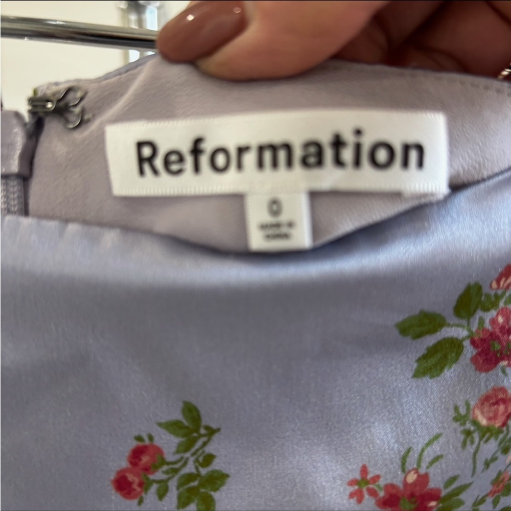 Reformation Veranda Silk Melba Purple Floral MIni Skirt Size 0 - Picture 5 of 6
